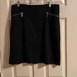 George Black Pencil Skirt with Gold Zippers
